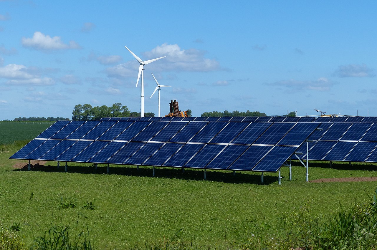 Solar panels in a field at sunrise, representing China's rapid renewable energy expansion